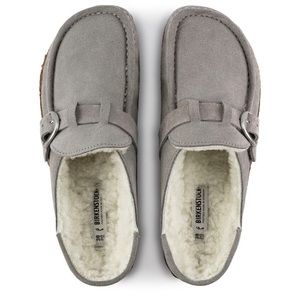 Never warn Birkenstock Shearling suede clogs.